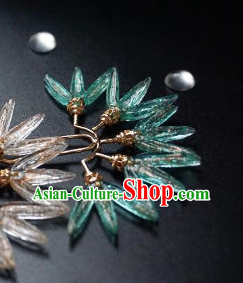 Handmade Chinese Green Bamboo Leaf Hair Clip Traditional Hair Accessories Ancient Hanfu Hairpins for Women