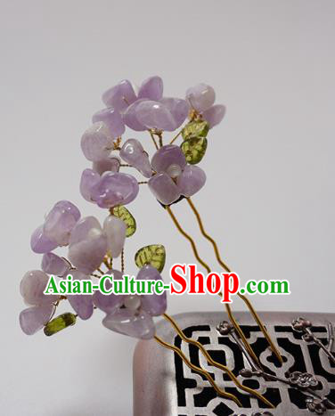 Handmade Chinese Hanfu Hair Clip Traditional Hair Accessories Ancient Amethyst Flowers Hairpins for Women
