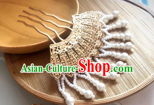 Handmade Chinese Song Dynasty Empress Hair Clip Traditional Hair Accessories Ancient Queen Golden Hairpins for Women