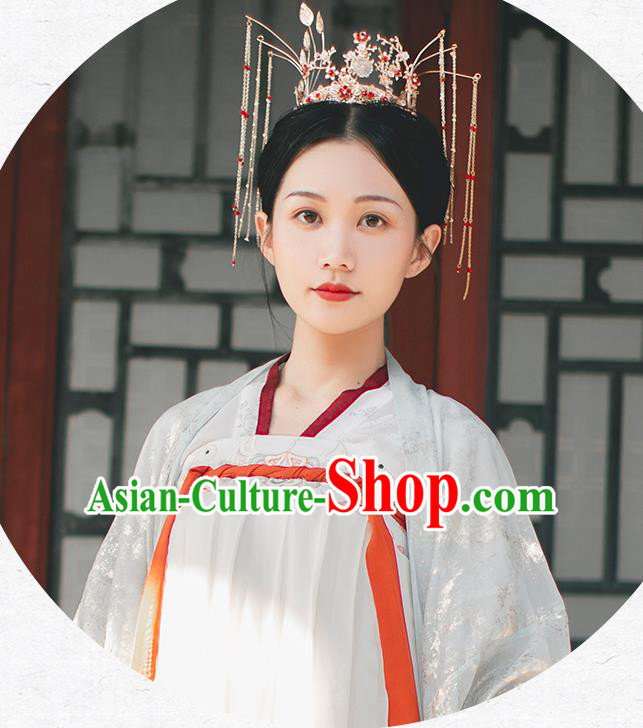 Chinese Classical Wedding Golden Hair Crown Hairpins Handmade Traditional Court Hair Accessories Bride Phoenix Coronet