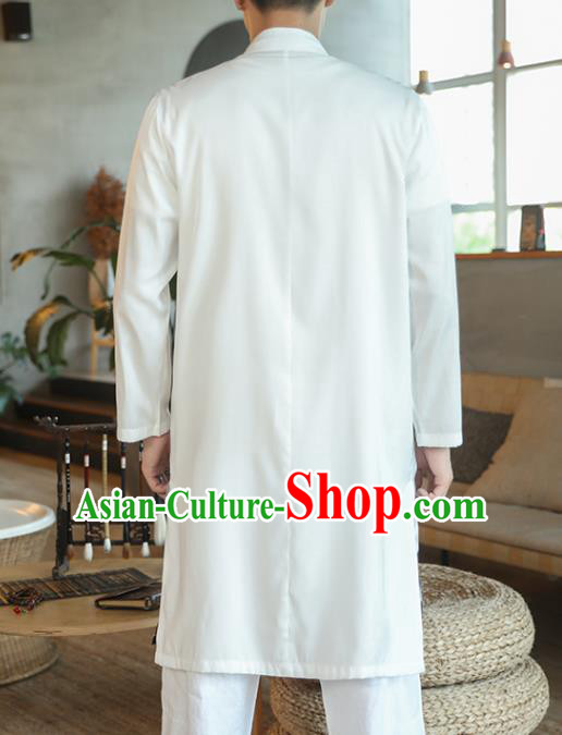 Chinese Traditional Ink Painting Chiffon Dust Coat Tang Suit Overcoat Costumes Outer Garment for Men