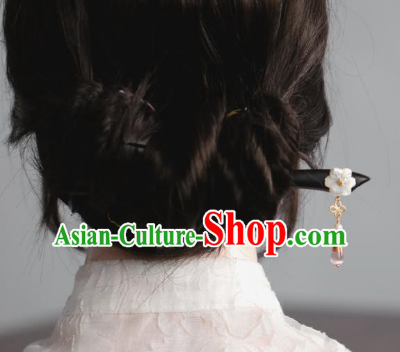 Chinese Cheongsam Ebony Hair Clip Traditional Hanfu Hair Accessories Handmade Shell Plum Hairpins for Women