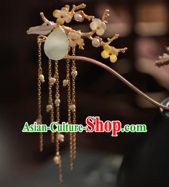 Chinese Cheongsam Golden Tassel Hair Clip Traditional Hanfu Hair Accessories Handmade Fragrans Hairpins for Women