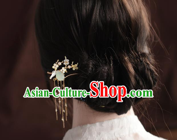 Chinese Cheongsam Golden Tassel Hair Clip Traditional Hanfu Hair Accessories Handmade Fragrans Hairpins for Women