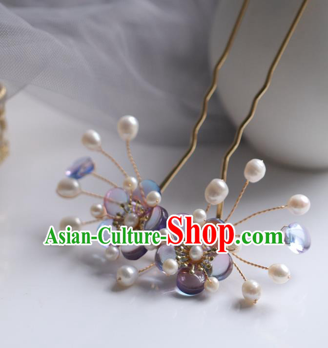Chinese Cheongsam Lilac Plum Blossom Hair Clip Traditional Hanfu Hair Accessories Handmade Hairpins for Women