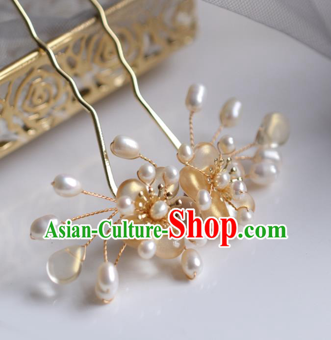 Chinese Cheongsam Yellow Plum Blossom Hair Clip Traditional Hanfu Hair Accessories Handmade Hairpins for Women