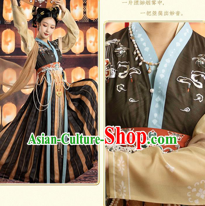 Traditional Chinese Tang Dynasty Court Lady Dance Dress Hanfu Apparels Ancient Flying Apsaras Historical Costumes Complete Set