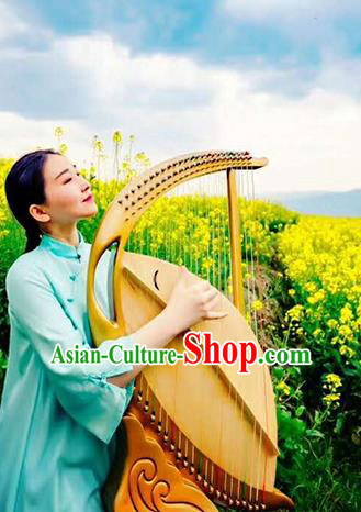 Chinese Traditional Musical Instruments China Ancient Konghou  Strings Golden Chinese Harp String Instrument