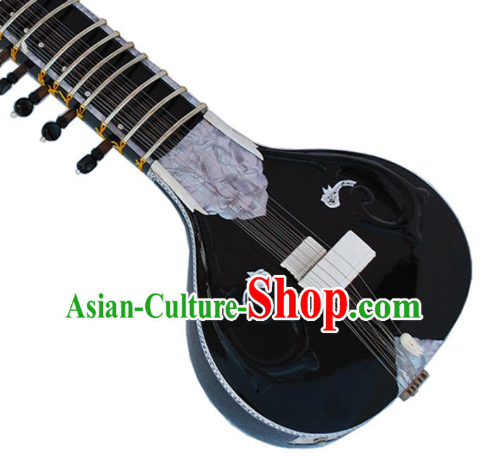 India Traditional Musical Instruments Indian Black Sitar Rosewood Handmade Carving Plucked String Instrument