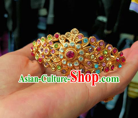 Chinese Dai Nationality Colorful Crystal Bracelet Traditional Ethnic Bangle Accessories for Women