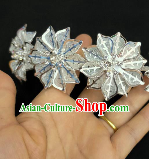 Chinese Dai Nationality Flowers Hairpin Traditional Ethnic Hair Accessories Handmade Dance Argent Hair Combfor Women
