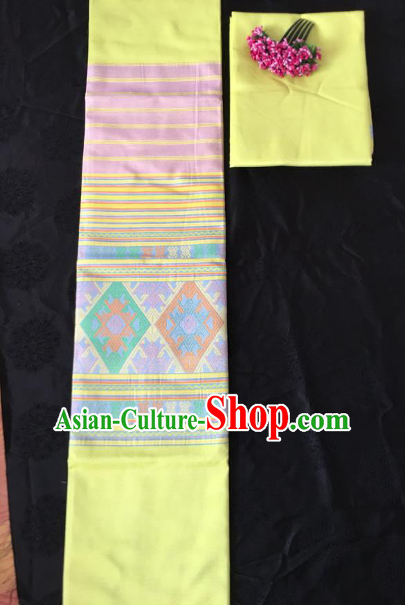 Chinese Traditional Dai Ethnic Yellow Straight Skirt Dai Nationality Dance Dress Xishuangbanna Costumes for Women