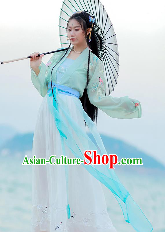 Chinese Tang Dynasty Court Lady Costumes Traditional Ancient Royal Princess Hanfu Garment Embroidered Blouse Strapless and Skirt for Women