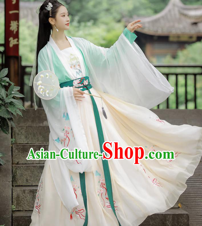 Chinese Tang Dynasty Palace Princess Costumes Traditional Ancient Court Lady Embroidered Cape Blouse and Skirt Hanfu Apparels Full Set