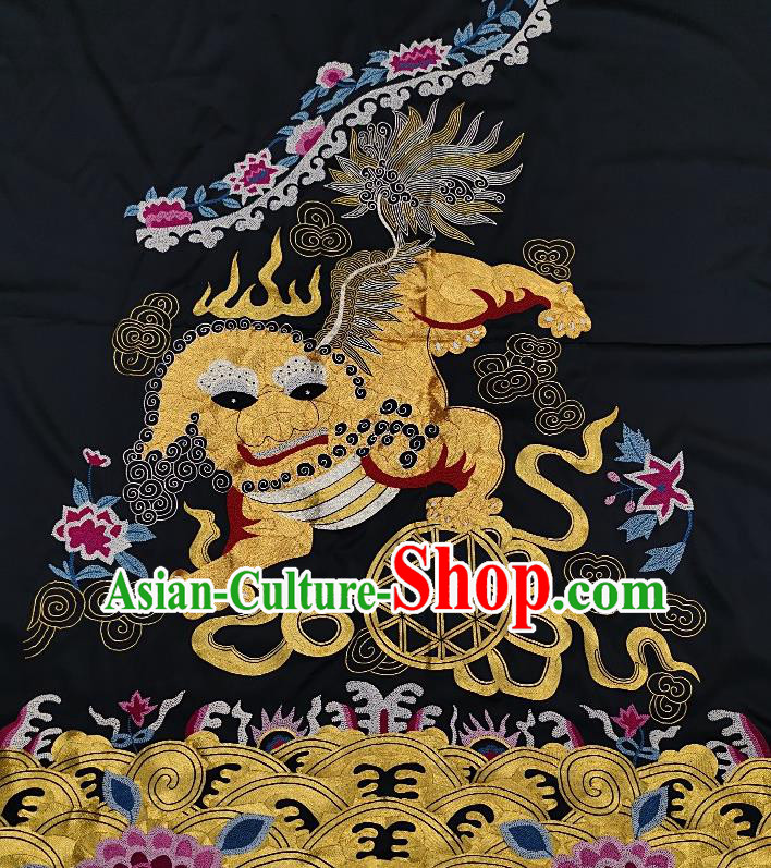 Chinese Traditional Embroidered Kylin Fabric Patches Handmade Embroidery Craft Embroidering Silk Cheongsam Applique Accessories