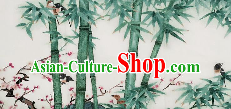 Chinese Traditional Embroidered Bamboo Decorative Painting Handmade Embroidery Craft Embroidering Cloth Picture