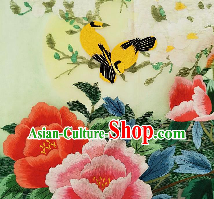 Traditional Chinese Embroidered Magnolia Bird Fabric Patches Handmade Embroidery Craft Accessories Embroidering Peony Applique