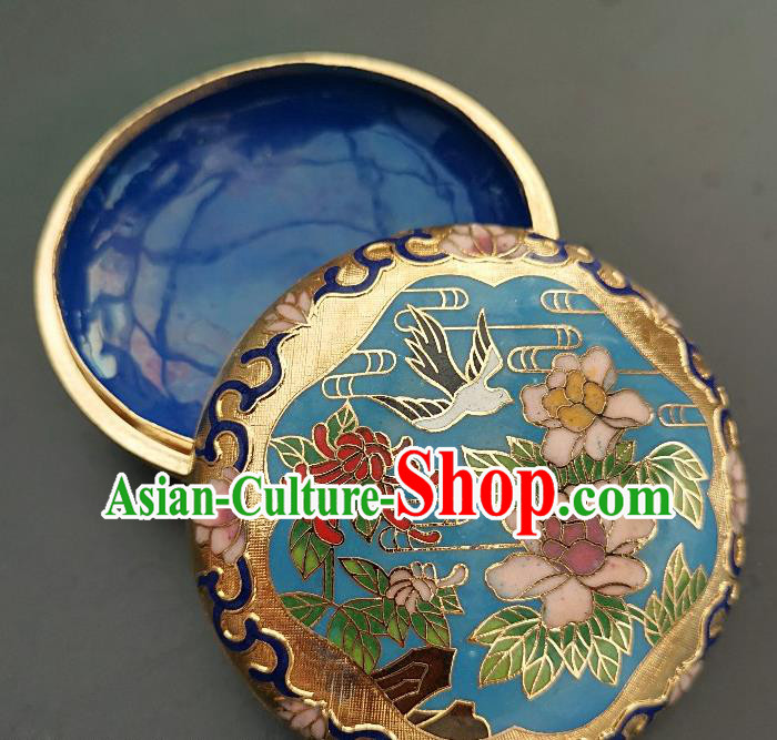 Chinese Traditional Cloisonne Peony Pattern Rouge Box Handmade Brass Craft Miao Enamel Inkpad Box Accessories