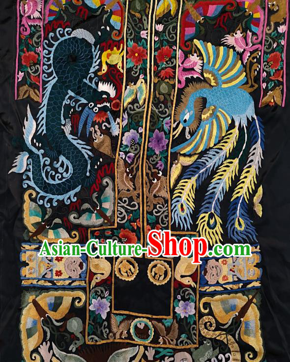 Chinese Traditional Embroidered Fabric Patches Handmade Embroidery Craft Miao Ethnic Accessories Embroidering Dragon Phoenix Applique