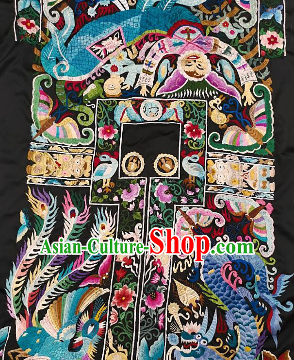 Chinese Traditional Embroidered Phoenix Dragon Fabric Patches Handmade Embroidery Craft Miao Ethnic Accessories Embroidering Applique