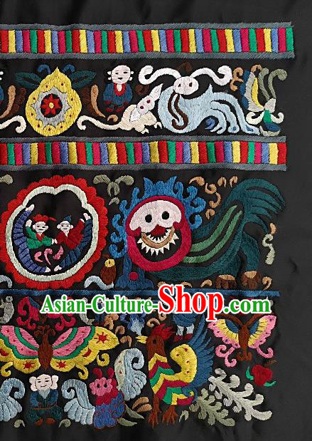 Chinese Traditional Embroidered Red Lion Fabric Patches Handmade Embroidery Craft Miao Ethnic Accessories Embroidering Butterfly Applique