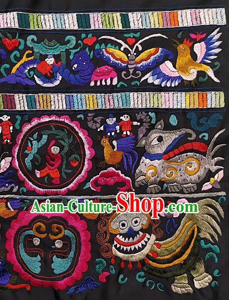 Chinese Traditional Embroidered Butterfly Fabric Patches Handmade Embroidery Craft Miao Ethnic Accessories Embroidering Lion Rosy Applique