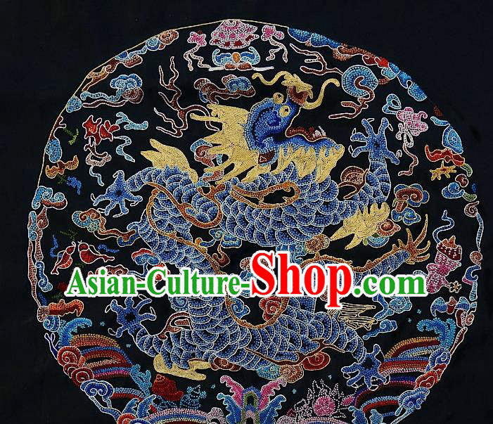 Chinese Traditional Embroidered Dragon Round Fabric Patches Handmade Embroidery Craft Embroidering Silk Decorative Painting