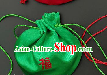 Chinese Traditional Handmade Embroidered Peony Green Silk Sachet Perfumed Silk Bag