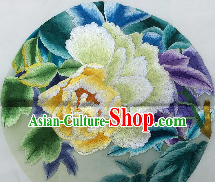 Traditional Chinese Embroidered Peony Fabric Hand Embroidering Dress Applique Embroidery Veil Patches Accessories