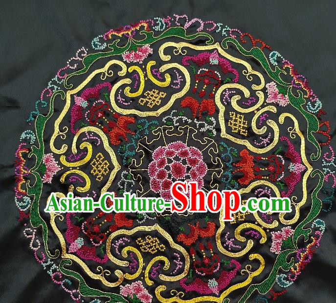 Traditional Chinese Embroidered Bats Fabric Hand Embroidering Dress Round Applique Embroidery Silk Patches Accessories