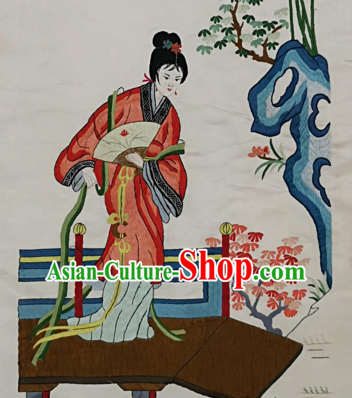 Chinese National Embroidered Beauty Xue Baochai Painting Traditional Handmade Embroidery Craft Embroidering Silk Decorative Wall Picture