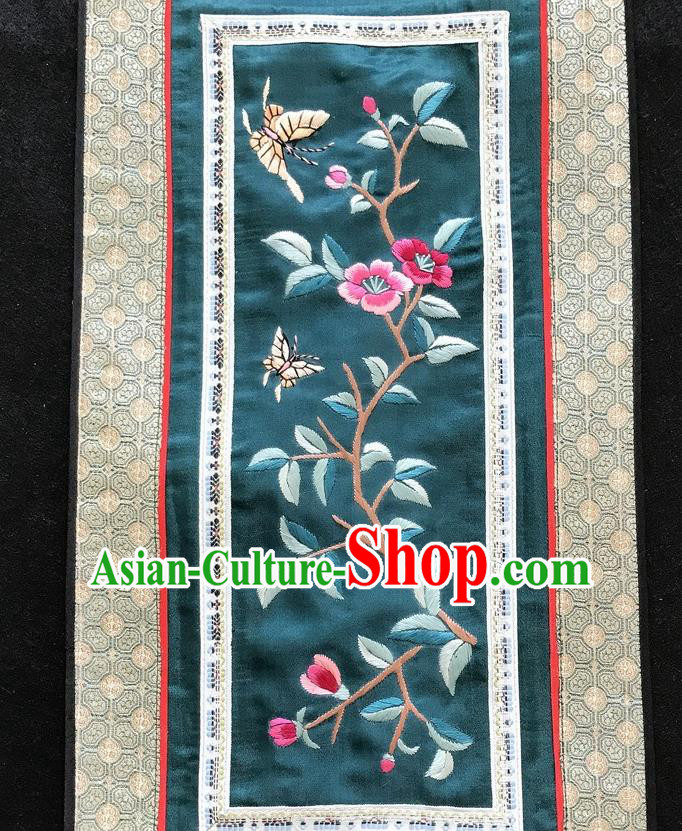 Chinese National Embroidered Butterfly Flowers Paintings Traditional Handmade Embroidery Decorative Atrovirens Silk Picture Craft