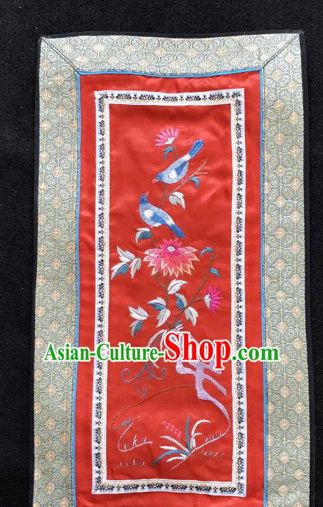 Chinese National Embroidered Paintings Traditional Handmade Embroidery Decorative Red Silk Picture Craft