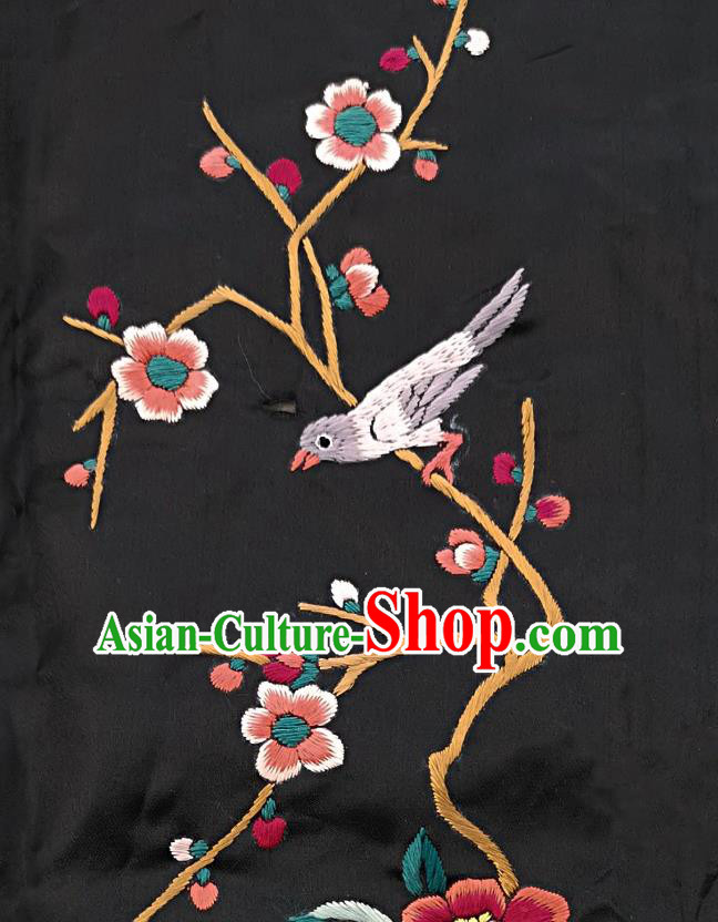 Chinese National Embroidered Plum Blossom Black Silk Painting Traditional Handmade Embroidery Craft Embroidering Decorative Wall Picture