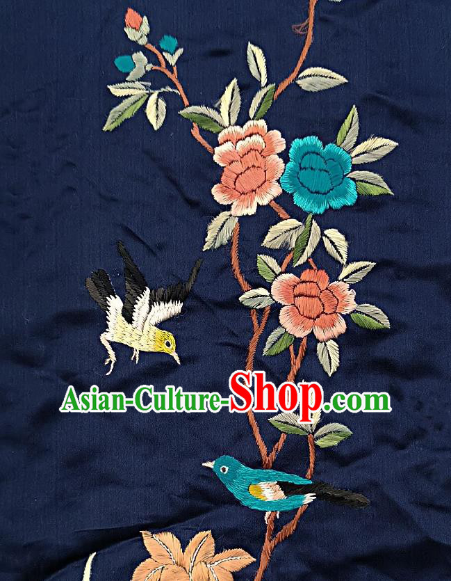 Chinese National Embroidered Yellow Bird Peony Silk Painting Traditional Handmade Embroidery Craft Embroidering Decorative Wall Picture