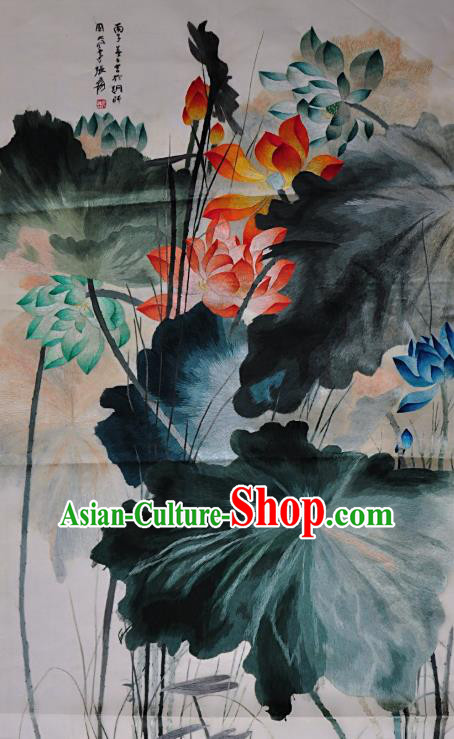 Traditional Chinese Embroidered Lotus Silk Patches Handmade Embroidering Dress Applique Embroidery Fabric Accessories