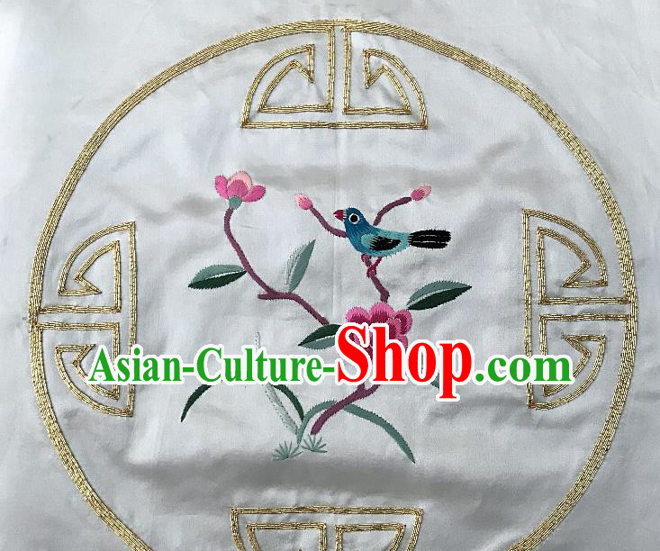 Traditional Chinese Embroidered Flower Bird Cloth Patches Handmade Embroidering Dress Applique Embroidery Silk Fabric Round Accessories