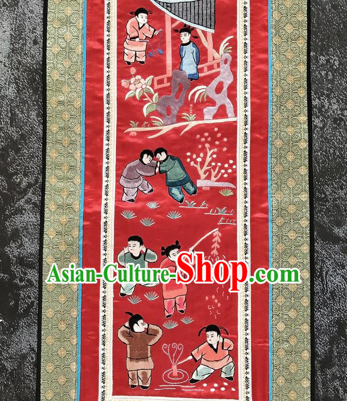Chinese National Embroidered Character Paintings Traditional Handmade Embroidery Decorative Red Silk Picture Craft