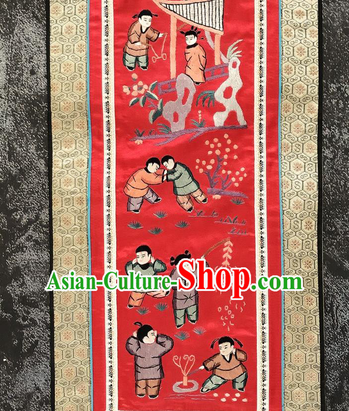 Chinese National Embroidered Character Red Silk Paintings Traditional Handmade Embroidery Decorative Picture Craft