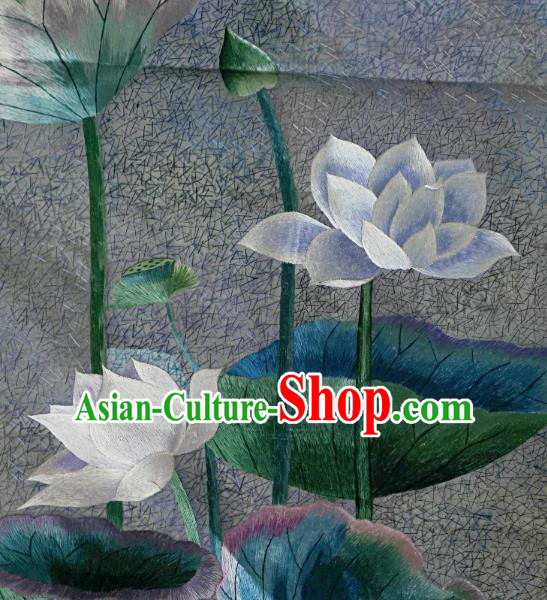 Traditional Chinese Embroidered Lilac Lotus Fabric Hand Embroidering Dress Applique Embroidery Veil Patches Accessories