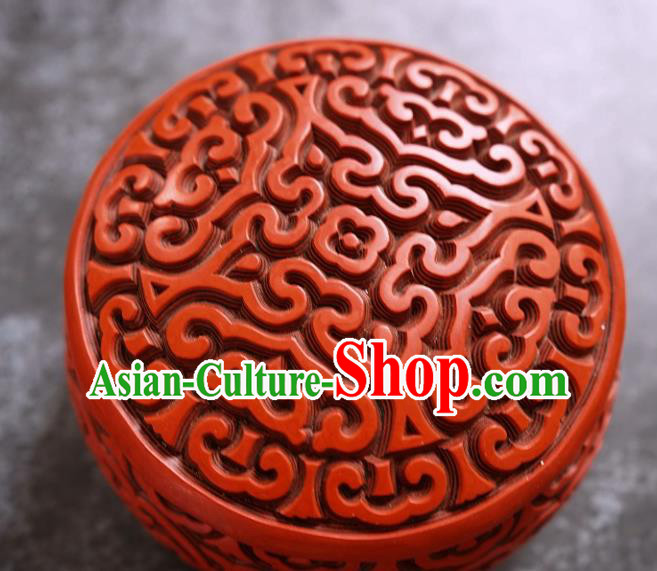 Chinese Traditional Carved Lacquerware Inkpad Box Accessories Handmade Red Lacquer Rouge Box Craft