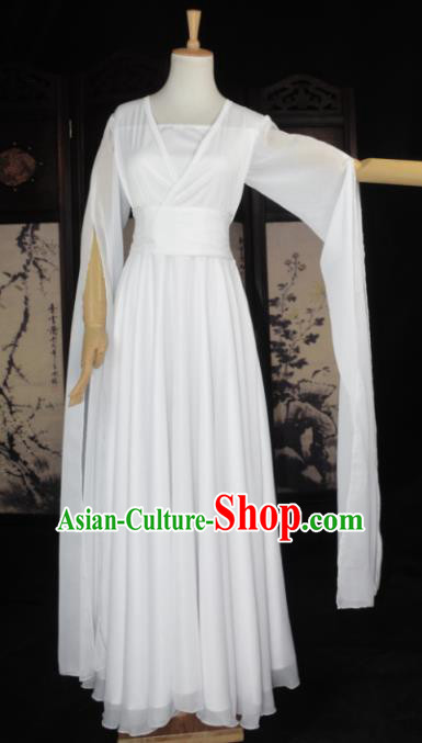 Traditional Chinese Cosplay Fairy Princess White Hanfu Dress Ancient Female Swordsman Costume for Women