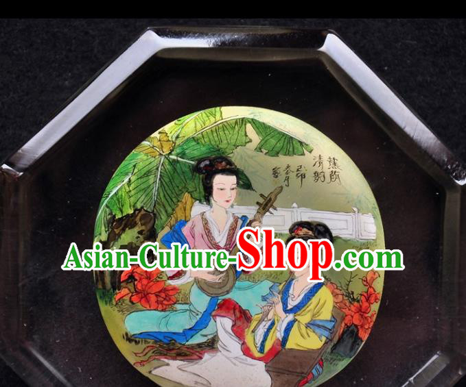 Chinese Desk Screen Traditional Handmade Painting Palace Lady Inside Table Screen Decoration