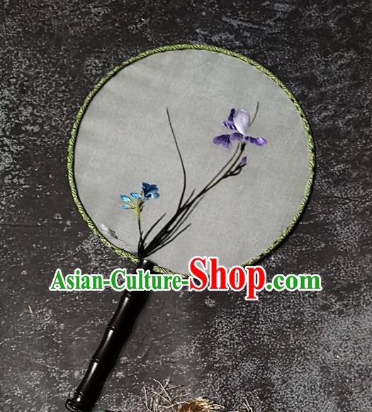 Chinese Traditional Embroidery Orchid Palace Fans Handmade Round Fan Embroidered Silk Fan Craft