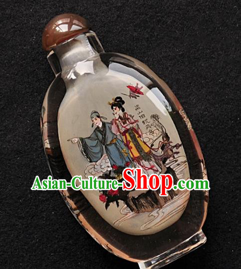 Chinese Handmade Snuff Bottle Traditional Inside Painting Butterfly Love Liang Shanbo and Zhu Yingtai Snuff Bottles Artware