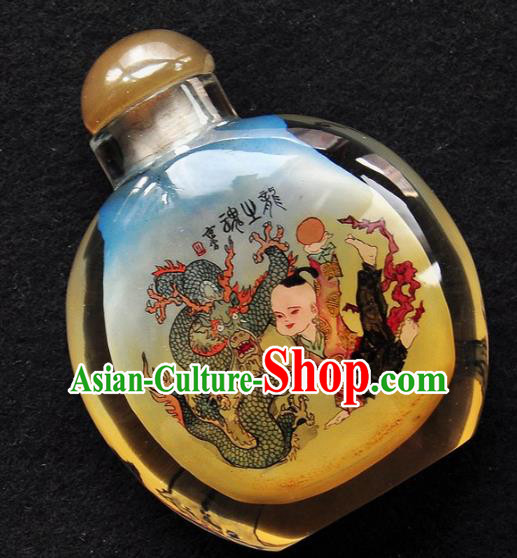 Chinese Handmade Snuff Bottle Traditional Inside Painting Dragon Boy Snuff Bottles Artware