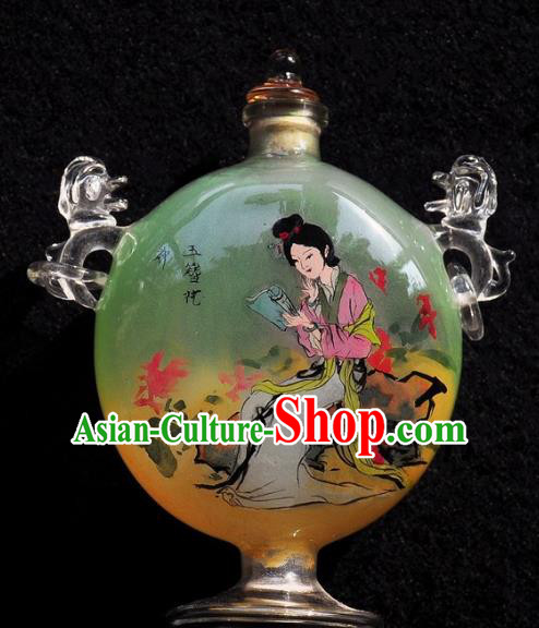 Chinese Handmade Young Beauty Snuff Bottle Traditional Inside Painting Palace Lady Snuff Bottles Artware with Handles