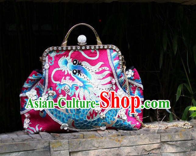 Chinese Traditional Handmade Embroidered Bag Embroidery Dragon Handbag for Women