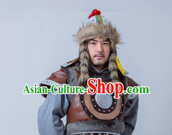 Chinese Ancient General Armor Costume Drama Huns King Clothing for Men