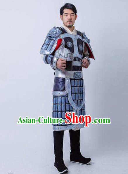 Chinese Traditional Three Kingdoms Period General Armor Costume Drama Ancient Military Officer Zhao Yun Clothing and Helmet for Men